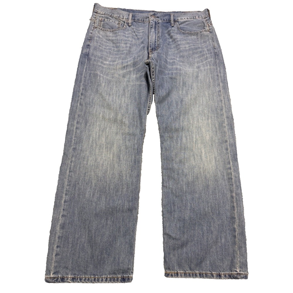 Levis‎ 569 Jeans Men 38x30 Blue Loose Baggy Straight Whisker Distress Denim